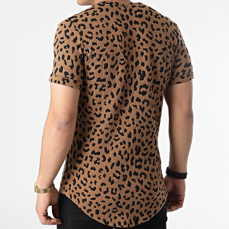 John H - Camiseta Leopardo Oversize DD35 Marrón
