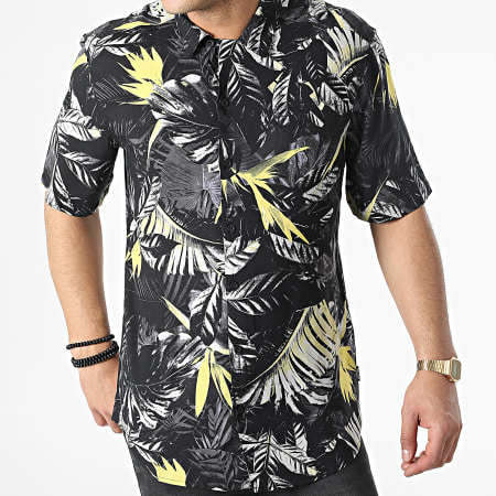 Only And Sons - Chemise Manches Courtes Floral Darren Life NoirJaune