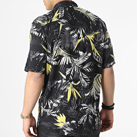 Only And Sons - Chemise Manches Courtes Floral Darren Life NoirJaune