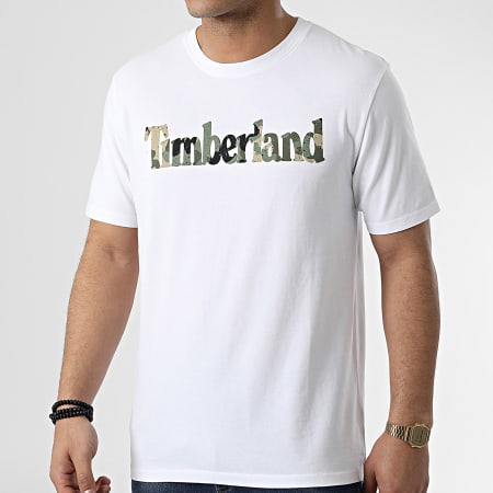 Timberland - Camiseta Logo Camo A41KC Blanca