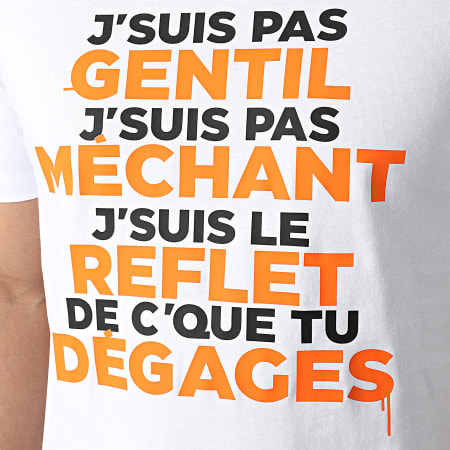 Y et W - Tee Shirt Gentil Méchant Blanc Orange