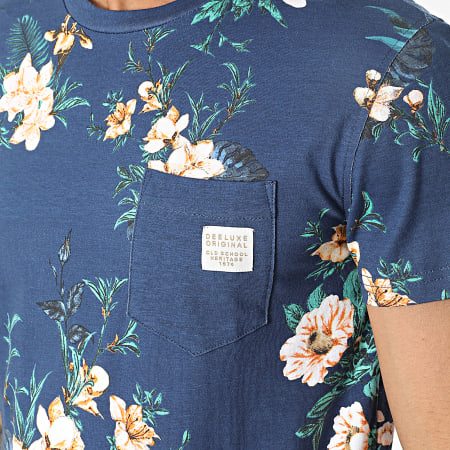 Deeluxe - Tee Shirt A Poche Poitrine Madone 02T126M Bleu Marine Floral