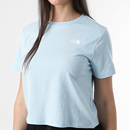 The North Face - Tee Shirt Femme Crop Foundation Bleu Ciel