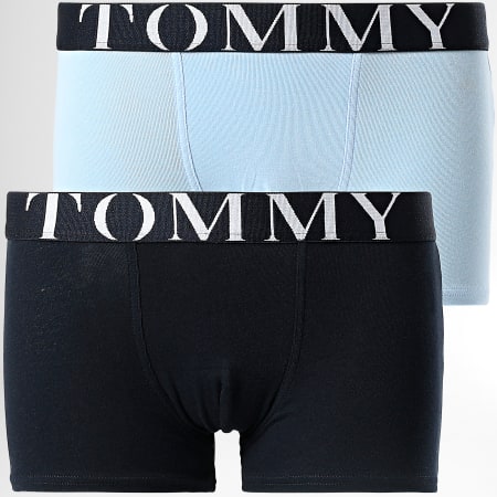 Tommy Hilfiger - Lote de 2 calzoncillos bóxer para niños 0435 Azul marino Celeste