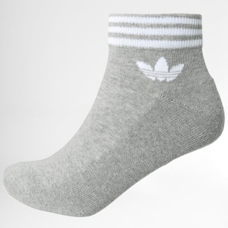 Adidas Originals - Lot De 3 Paires De Chaussettes Trefoil Ankle HC9550 Noir Blanc Gris Chiné