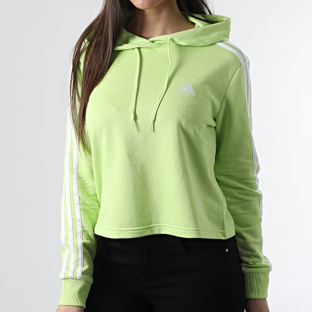 Adidas Sportswear - Sweat Capuche Femme Crop 3 Stripes HC9133 Vert