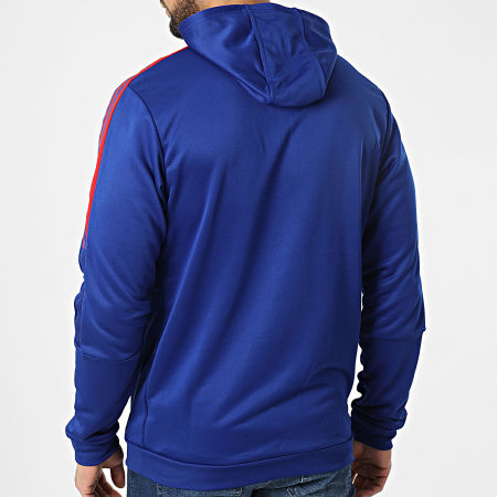Adidas Sportswear - FC Bayern HB5999 Felpa con cappuccio a strisce blu con collo a zip