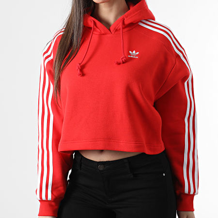 Adidas Originals - Sweat Capuche Femme Crop HC2017 Rouge