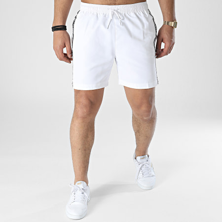 Calvin Klein - Pantalones cortos de baño medianos con banda de ajuste 0558 Blanco