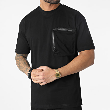 Classic Series - G22-632 Conjunto de camiseta con bolsillo en el pecho y pantalón corto negro