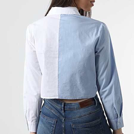 Only - Camicia donna a maniche lunghe Crop Viola Bianco Blu