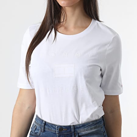 Tommy Hilfiger - Camiseta Mujer Regular Metallic 3522 Blanca