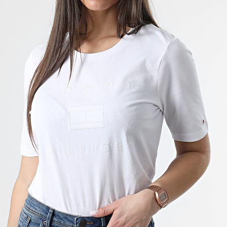 Tommy Hilfiger - Camiseta Mujer Regular Metallic 3522 Blanca