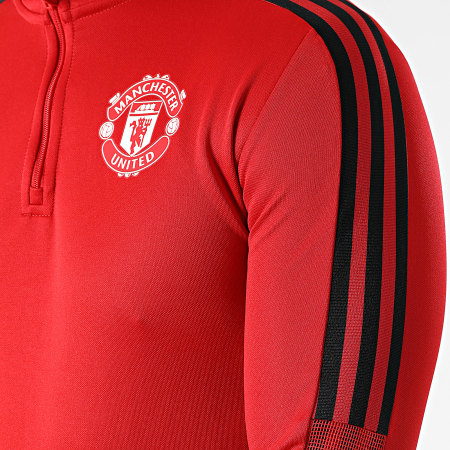 Adidas Performance - Manchester United Camiseta con cuello a rayas H63961 Rojo