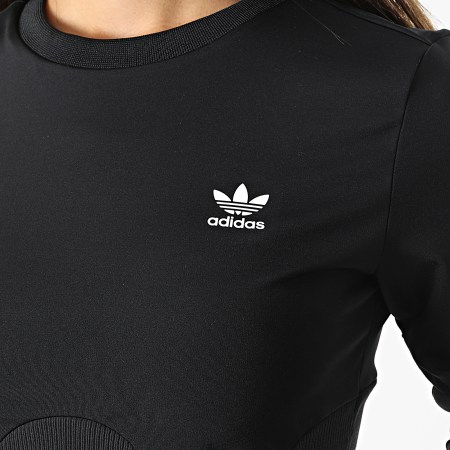 Adidas Originals - Maglietta a maniche lunghe a costine da donna HF2084 Nero