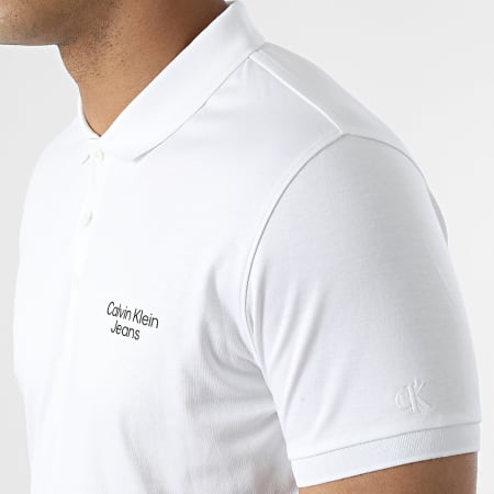 Calvin Klein - Polo a maniche corte con logo impilato 0088 Bianco