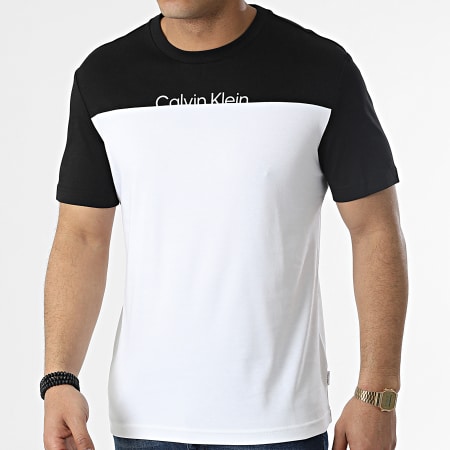Calvin Klein - Camiseta Color Blocking Corte Logo 8839 Blanco Negro