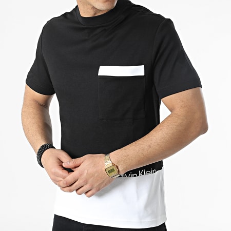 Calvin Klein - Tee Shirt A Poche Poitrine Minimock Blocking Pocket 8840 Noir Blanc