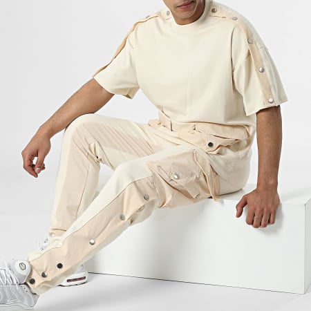 Ikao - LL604 Set di maglietta e pantaloni cargo beige