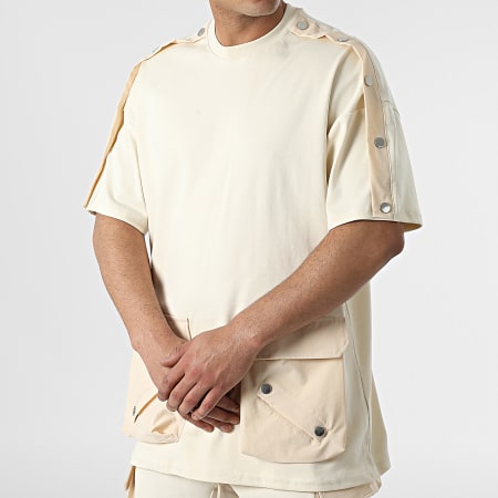 Ikao - LL604 Conjunto de camiseta y pantalón cargo beige