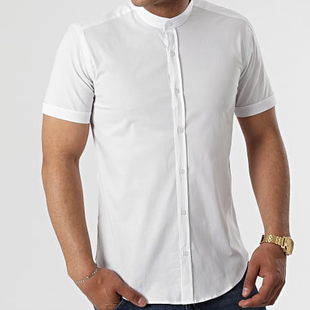 LBO - Chemise Manches Courtes Col Mao Slim Fit 2185 Blanc