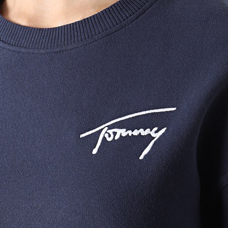 Tommy Jeans - Sweat Crewneck Femme Crop Signature 2041 Bleu Marine