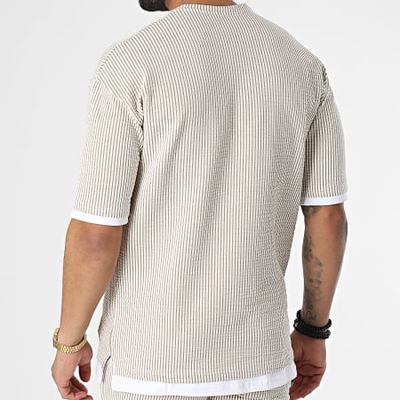 Classic Series - Conjunto de camiseta beige y pantalón corto de jogging 1240