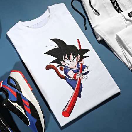 Dragon Ball Z - Tee Shirt Goku Baton Magique Blanc