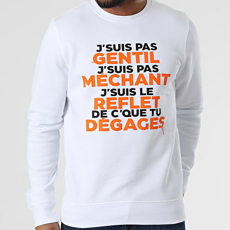 Guizmo - Sweat Crewneck Gentil Méchant Blanc Orange