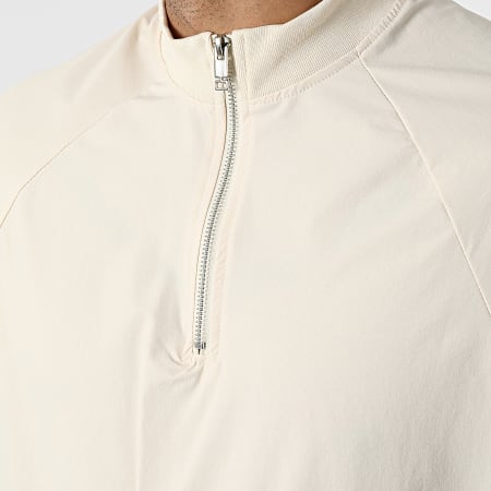 Ikao - LL497 Set di felpa con collo a zip e pantaloni da jogging beige
