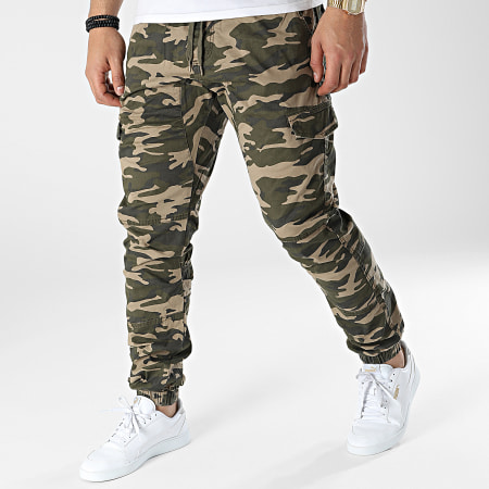 Indicode Jeans - Pantalon Cargo Levi 5851SS22 Vert Kaki Camouflage