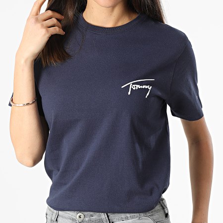 Tommy Jeans - Tee Shirt Femme Signature 2940 Bleu Marine
