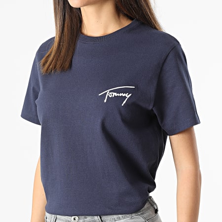 Tommy Jeans - Tee Shirt Femme Signature 2940 Bleu Marine