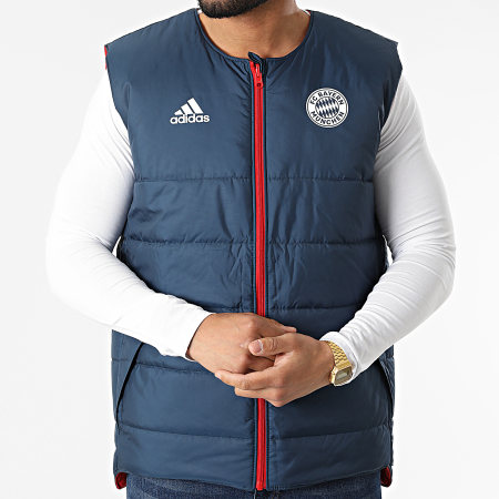 Adidas Sportswear - FC Bayern HG1132 Giacca con zip senza maniche reversibile rosso navy
