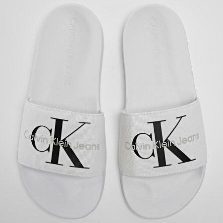 Calvin Klein - Claquettes Femme Monogram 0103 Bright White