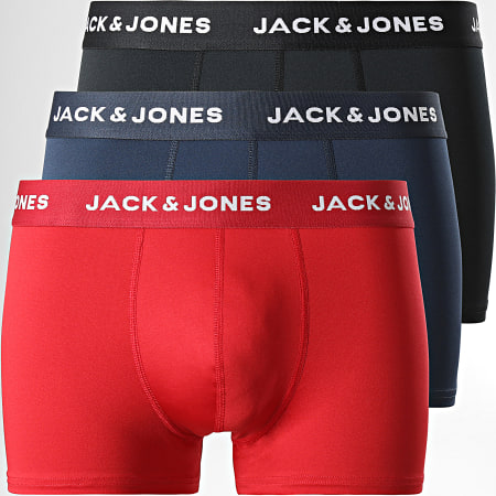 Jack And Jones - Set di 3 boxer in microfibra neri, blu e rossi