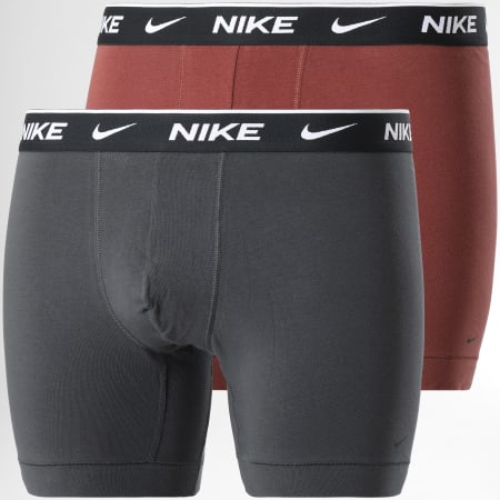 Nike - Set di 2 boxer quotidiani in cotone elasticizzato KE1086 grigio antracite marrone