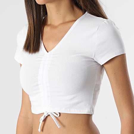 Noisy May - Top Femme Crop Rouching Blanc