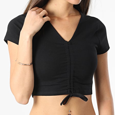Noisy May - Top donna Crop Rouching Nero