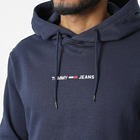 Tommy Jeans - Felpa con cappuccio Linear Logo 2942 blu navy