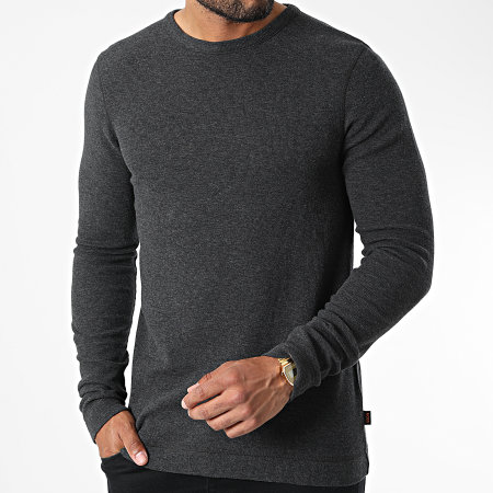 BOSS - Tee Shirt Manches Longues 50472309 Gris Anthracite Chiné