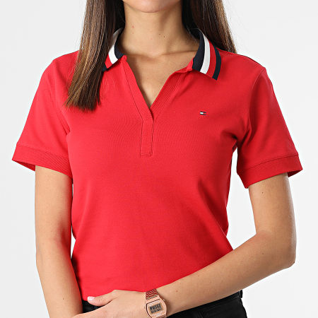 Tommy Hilfiger - Polo Manches Courtes Femme Global Stripe 3580 Rouge