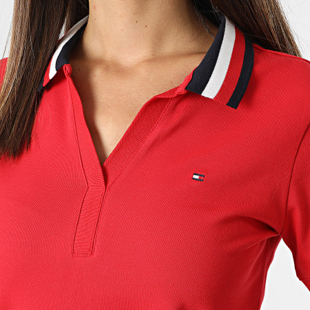 Tommy Hilfiger - Polo Manches Courtes Femme Global Stripe 3580 Rouge
