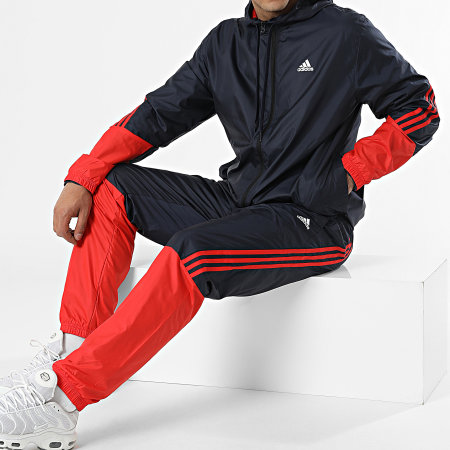 Adidas Sportswear - Ensemble De Survetement A Bandes MTS H61138 Bleu Marine Rouge