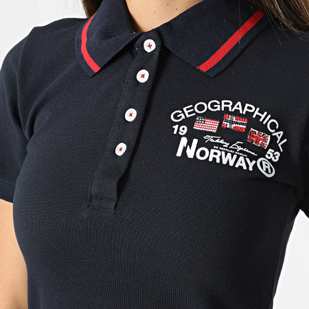 Geographical Norway - Robe Polo Manches Courtes Femme Kotchella Bleu Marine