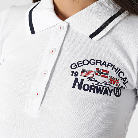 Geographical Norway - Robe Polo Manches Courtes Femme Kotchella Blanc