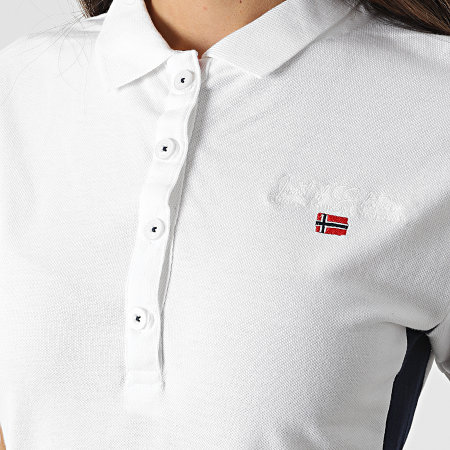 Geographical Norway - Robe Polo Manches Courtes Femme Kolivia Blanc