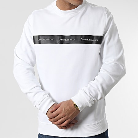 Calvin Klein Jeans - Sweat Crewneck Contrast Instit Stripe 0623 Blanc