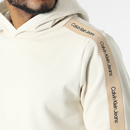 Calvin Klein - Felpa con cappuccio con nastro a contrasto 0737 Beige