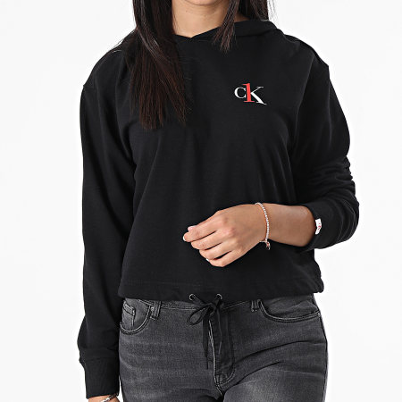 Calvin Klein - Felpa con cappuccio da donna QS6427E Nero
